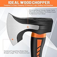 Vista 4 de Mazo Divisor de Madera de 15" - 2.5 lb. Mazo Divisor, Hacha de Campamento para Leña, Mango Antideslizante que Absorbe Impactos - Hacha Divisora