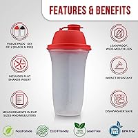 Vista 2 de SIGNORA WARE Shaker Bottles Botella de plástico para batido de proteínas de 17 onzas para batidos y licuados de reemplazo de comidas, bebidas