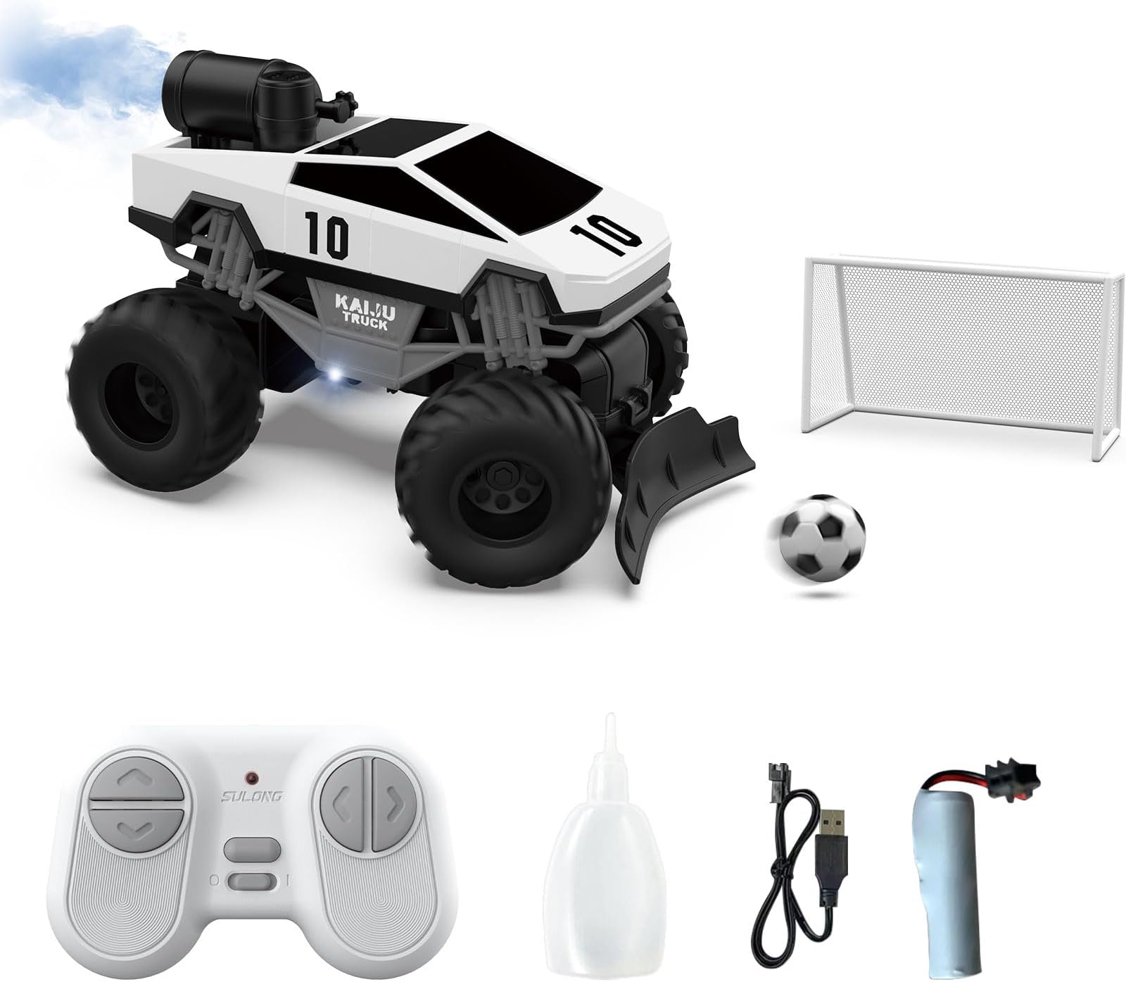 Remote Control Car, RC Cybertruck 1:24 Scale with Spray, 2.4Ghz LED Light RC Cars, Remote-Control Toy Vehicle for Boys Age 4-12, Christmas Birthday Gift, White