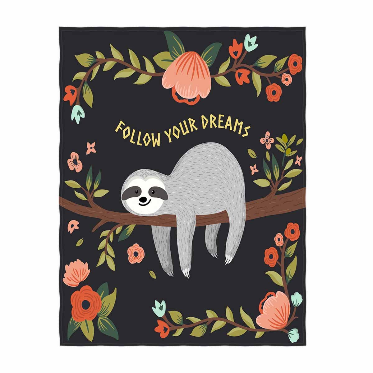 QHWhite Funny Sloth Print Throw Blanket Comfort Design Home Decoration Blanket Perfect for Couch Sofa or Travelling 58" x 80" (1)