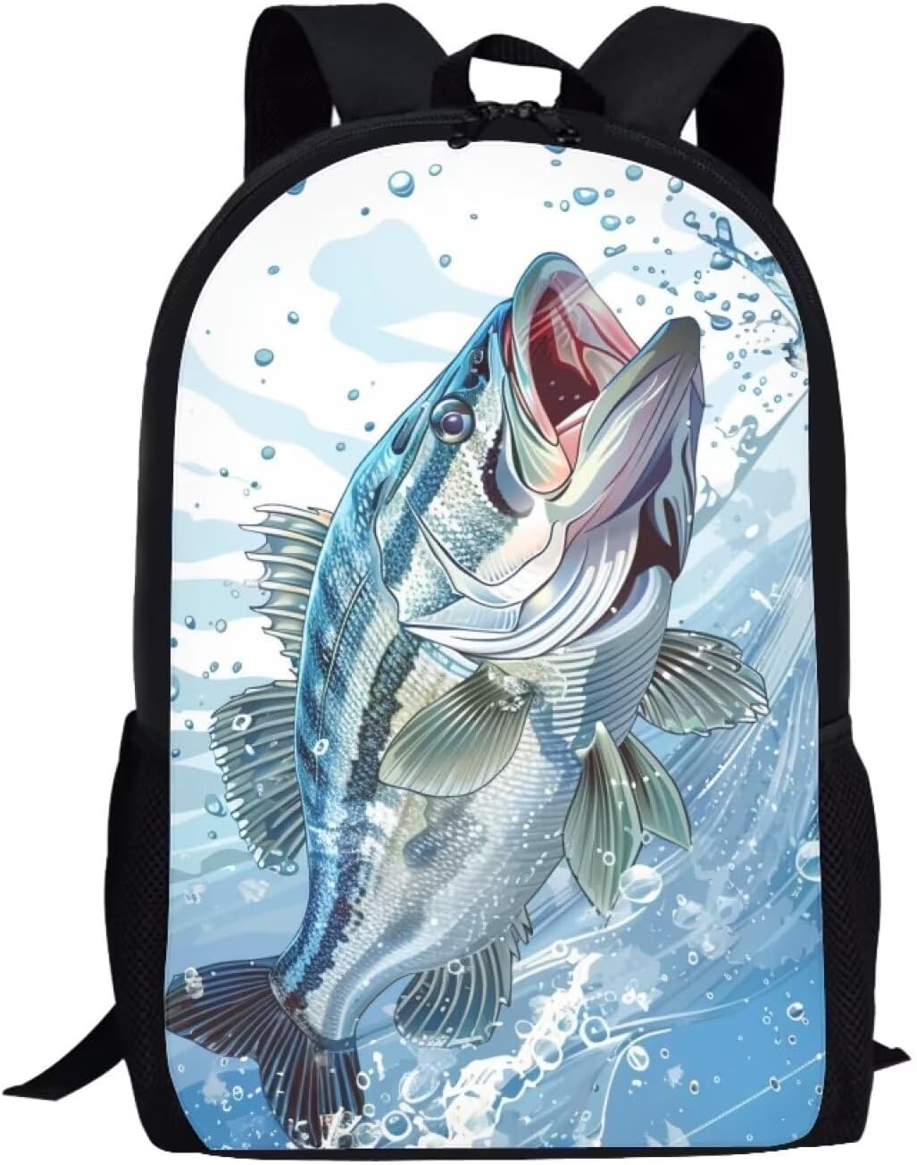 Cool Fish Print Kids Backpack for Girls 6th Grade Fashion Backpack 17 Inch Large Capacity Rucksack Multi-functional Daypack for Travle Hiking Picnic