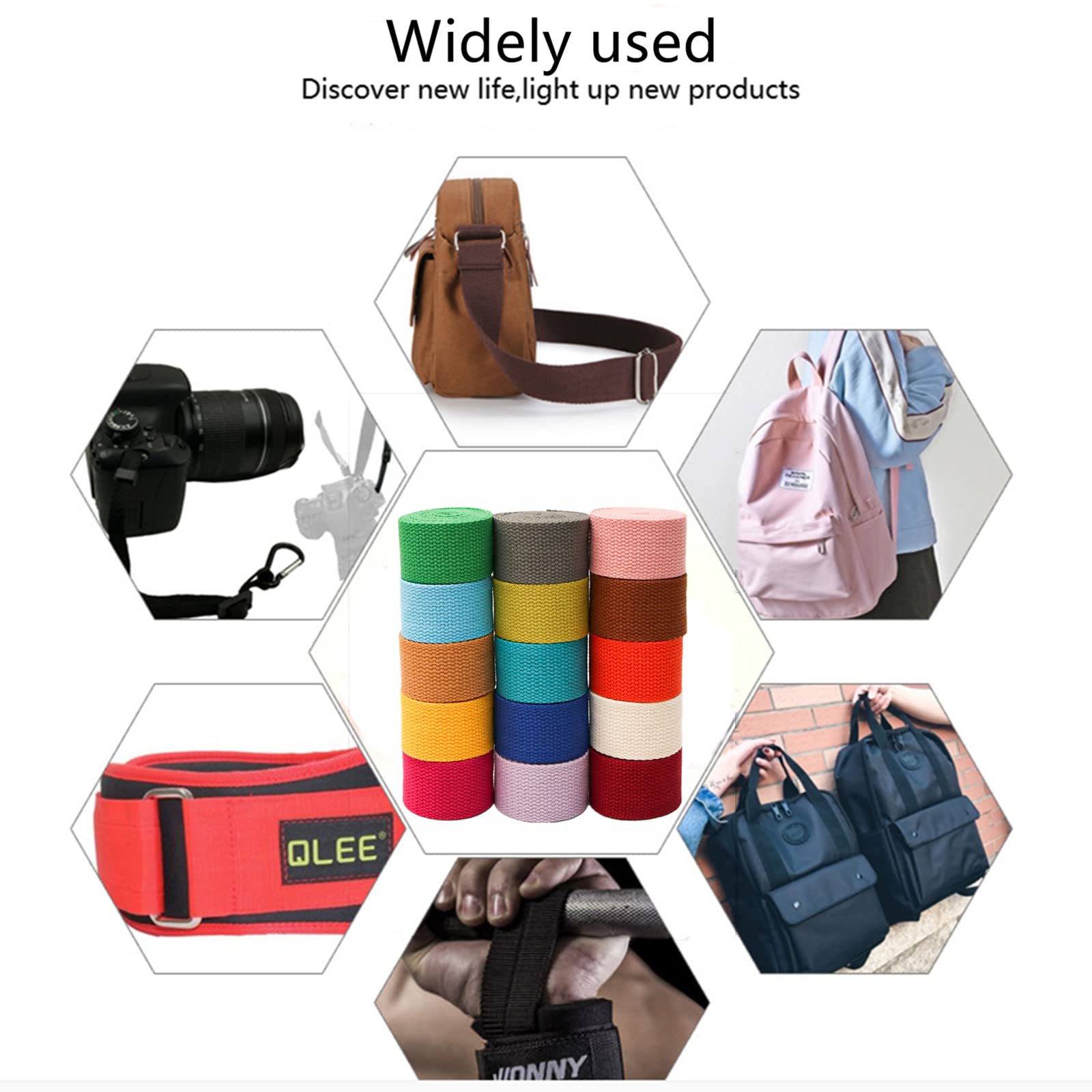 Correa de cincha de 50 mm, Correas de cincha de tapicería de algodón para Bolsos, Asas de sillas