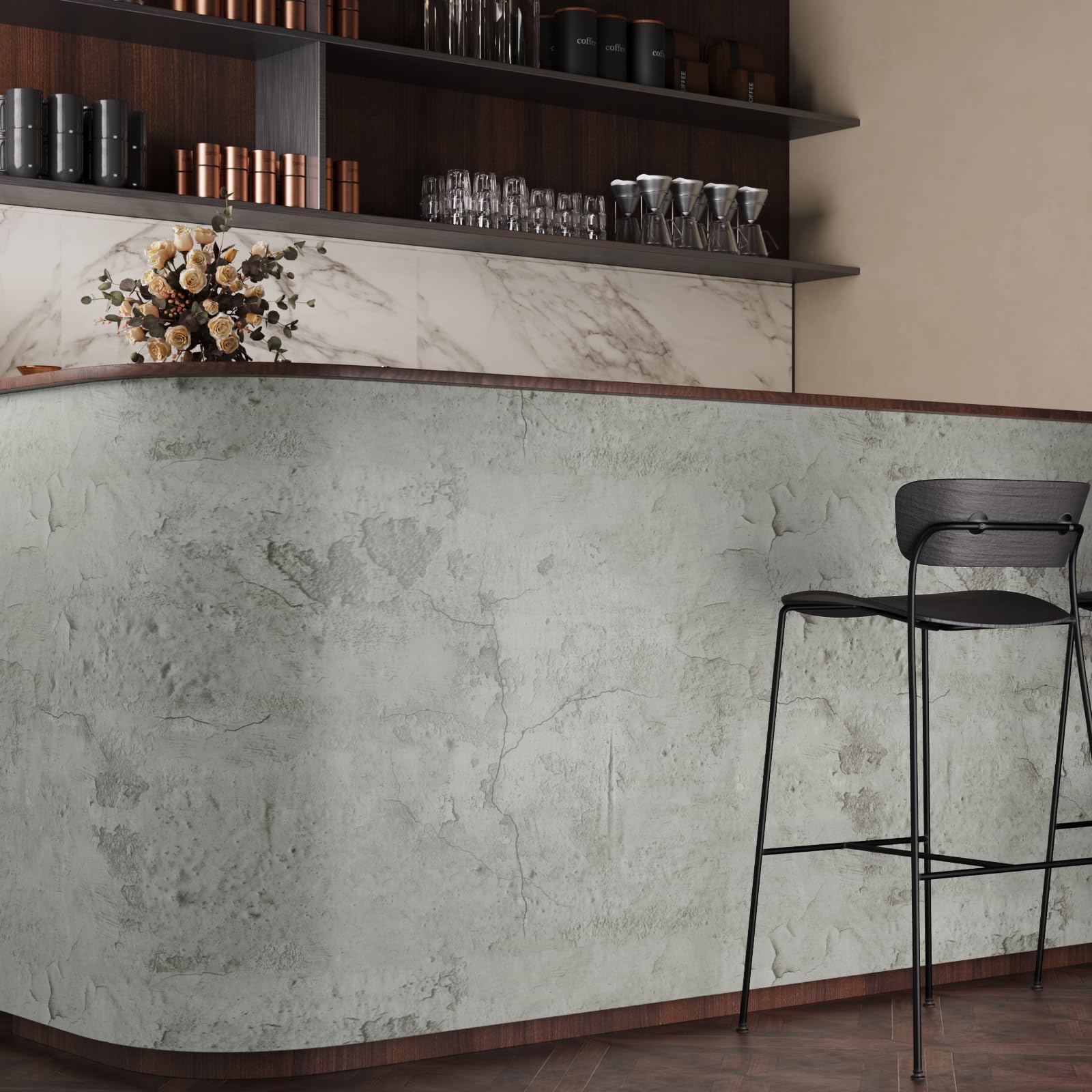 VaryPaper 15.7" x 315" Weathered Concrete Peel and Stick Wallpaper Grey Concrete Contact Paper for Countertops Waterproof Removable Self Adhesive Lime Wash Vinyl Wall Paper for Bedroom Living Room