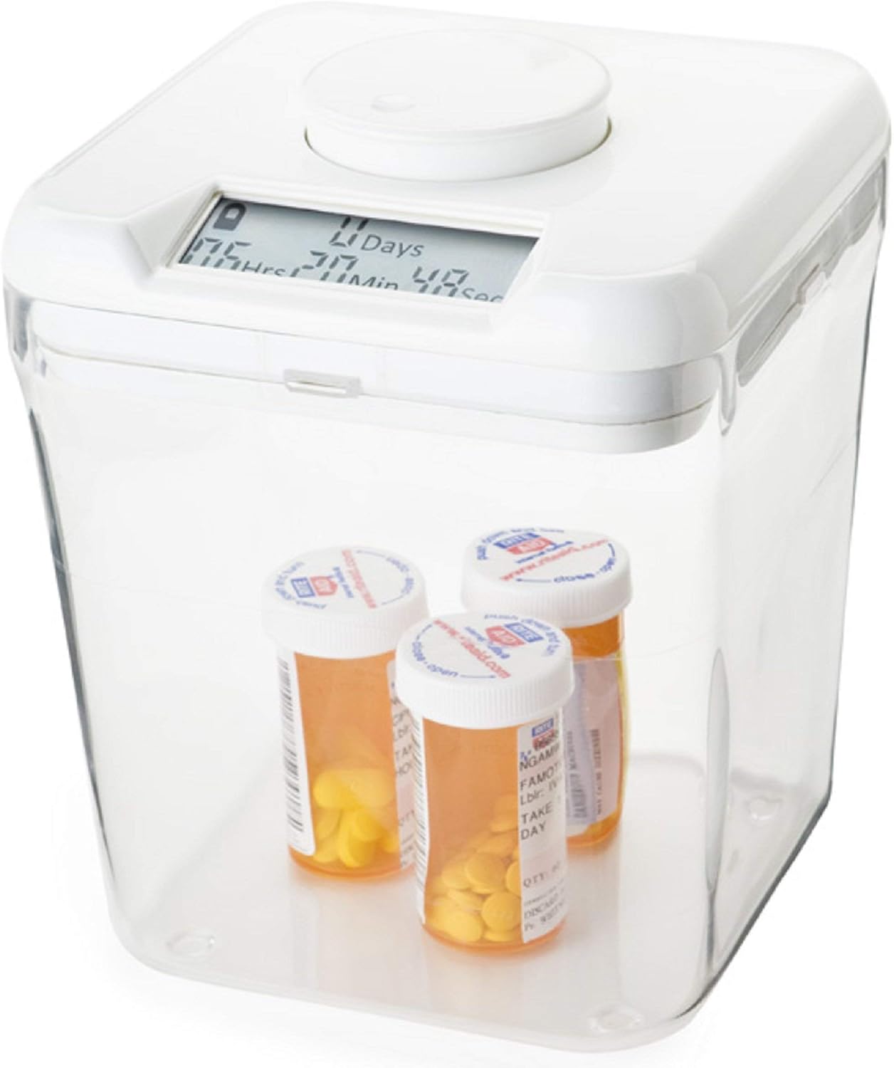Kitchen Safe kSafe Time Locking Container, Medication Lock Box, Break Bad Habits - Quit Smoking, Snacking, Drinking & Gaming Addiction, Phone Jail, Family Time (Medium, White Lid + 5.5” Clear Base)