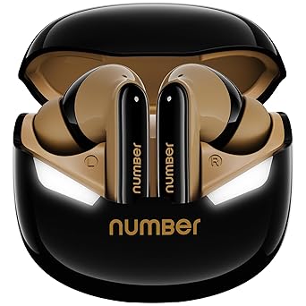 Number Super Buds GT S9 Gaming TWS, Ultra-Low Latency Gaming Earbuds with Monster Bass & LED Case, Quad Mic ENC, 70H Playtime, BT 5.4, IPX5 (Black Desert)