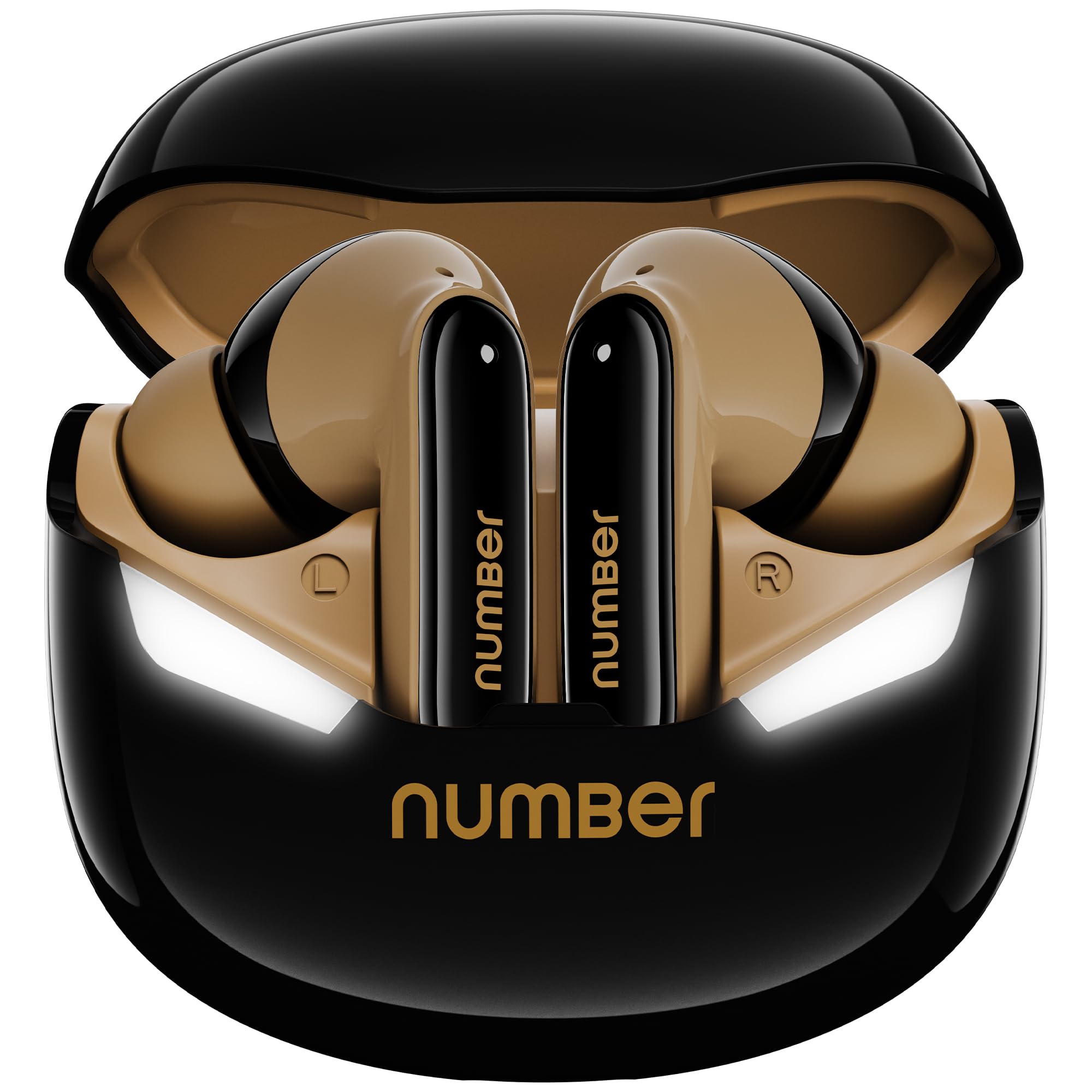 Number Super Buds GT S9 Gaming TWS, Ultra-Low Latency Gaming Earbuds with Monster Bass & LED Case, Quad Mic ENC, 70H Playtime, BT 5.4, IPX5 (Black Desert)-image-40