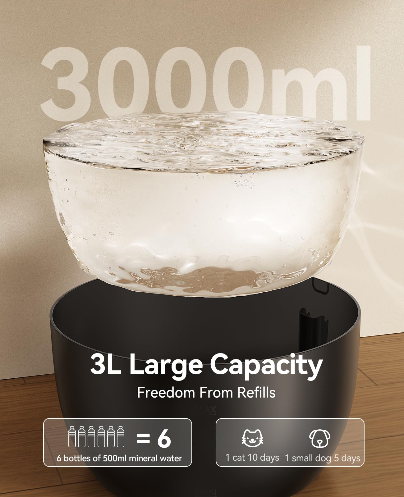 Fontanella per Gatti 3L FEELNEEDY Fontana per Gatti Ultra Silenziosa, Vaschetta in Acciaio 304, Facile da Montare e da Pulire, Pompa con LED e 1 Filtro a Carbone Attivo, Adatto a Animali Domestici