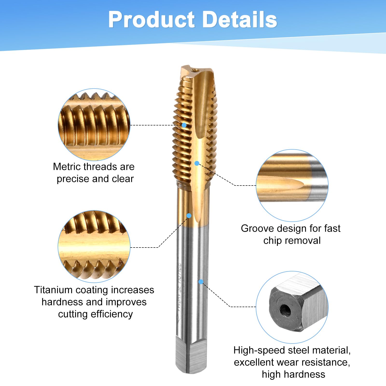 M METERXITY 1-Pack M12x1.75mm Metric Thread Tap - Image 2
