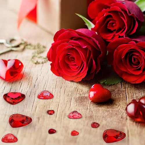 Vista 11 de Chuangdi 516 calcomanías de diamantes de imitación de corazón, acrílicas, gemas de corazón, gemas de cristal, autoadhesivas, parte trasera plana