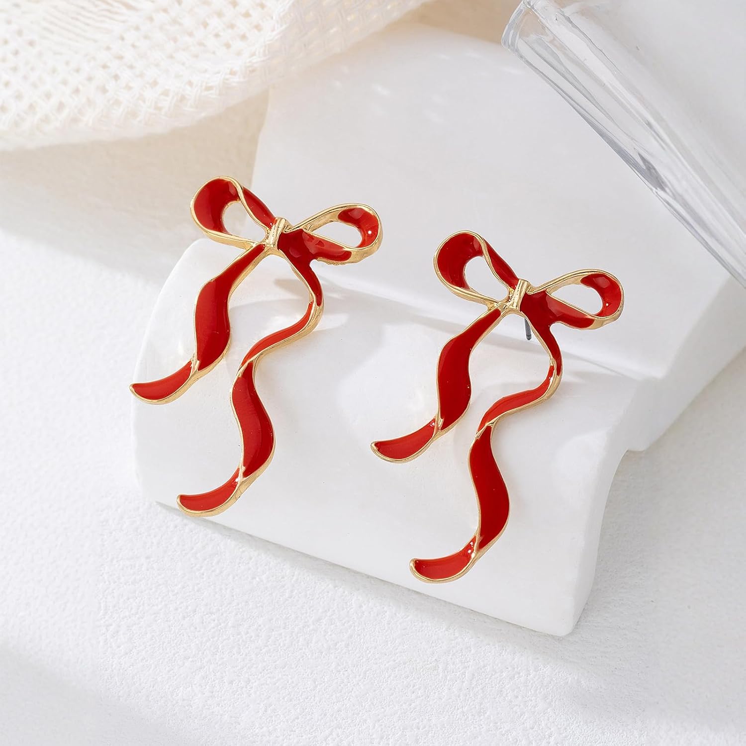 Valentines Earrings Bow Earrings for Women Pink Bow Ribbon Holiday Earring Valentines Jewelry Accessories for Women - Image 7