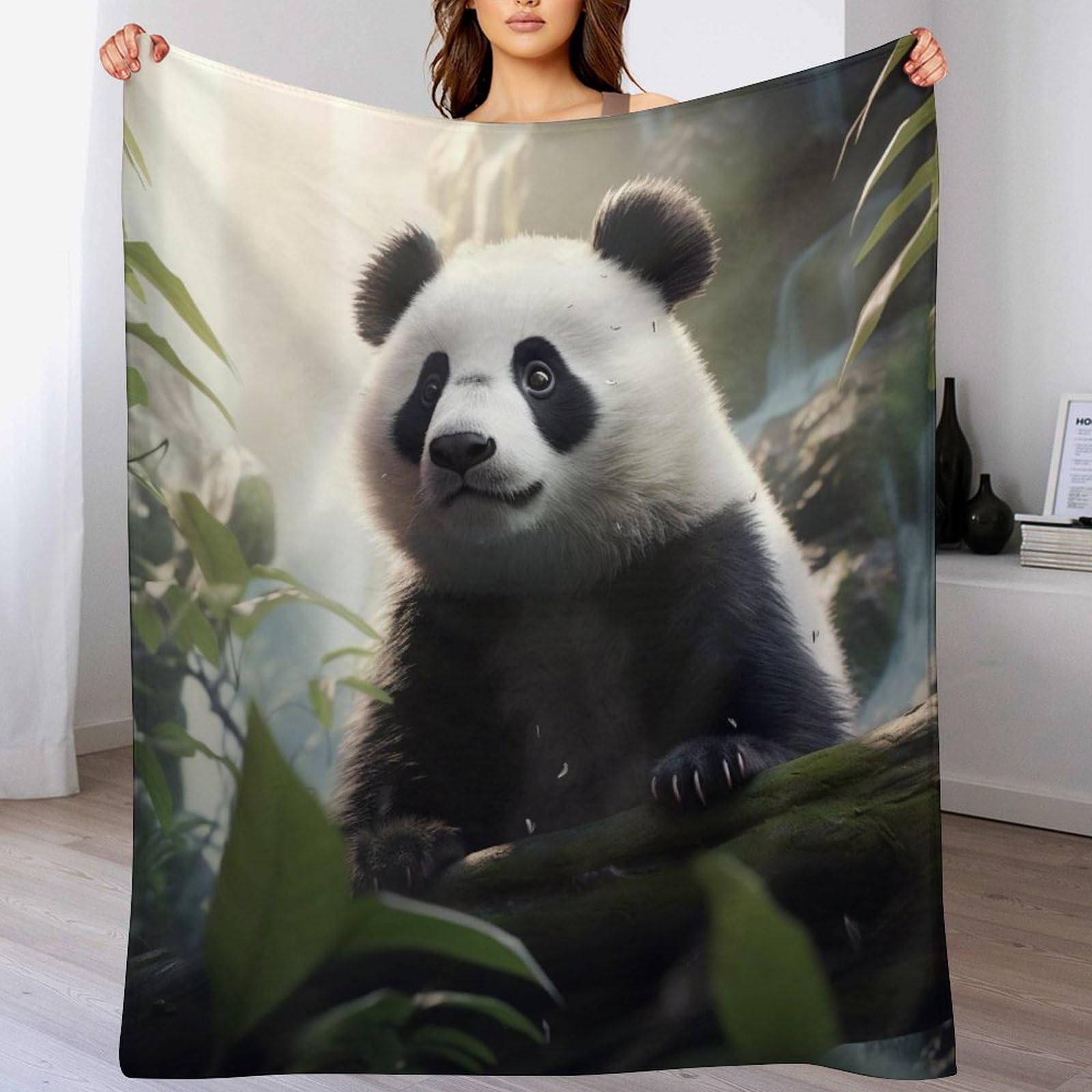 Couverture polaire flannel thermique panda douce pour un sommeil réparateur