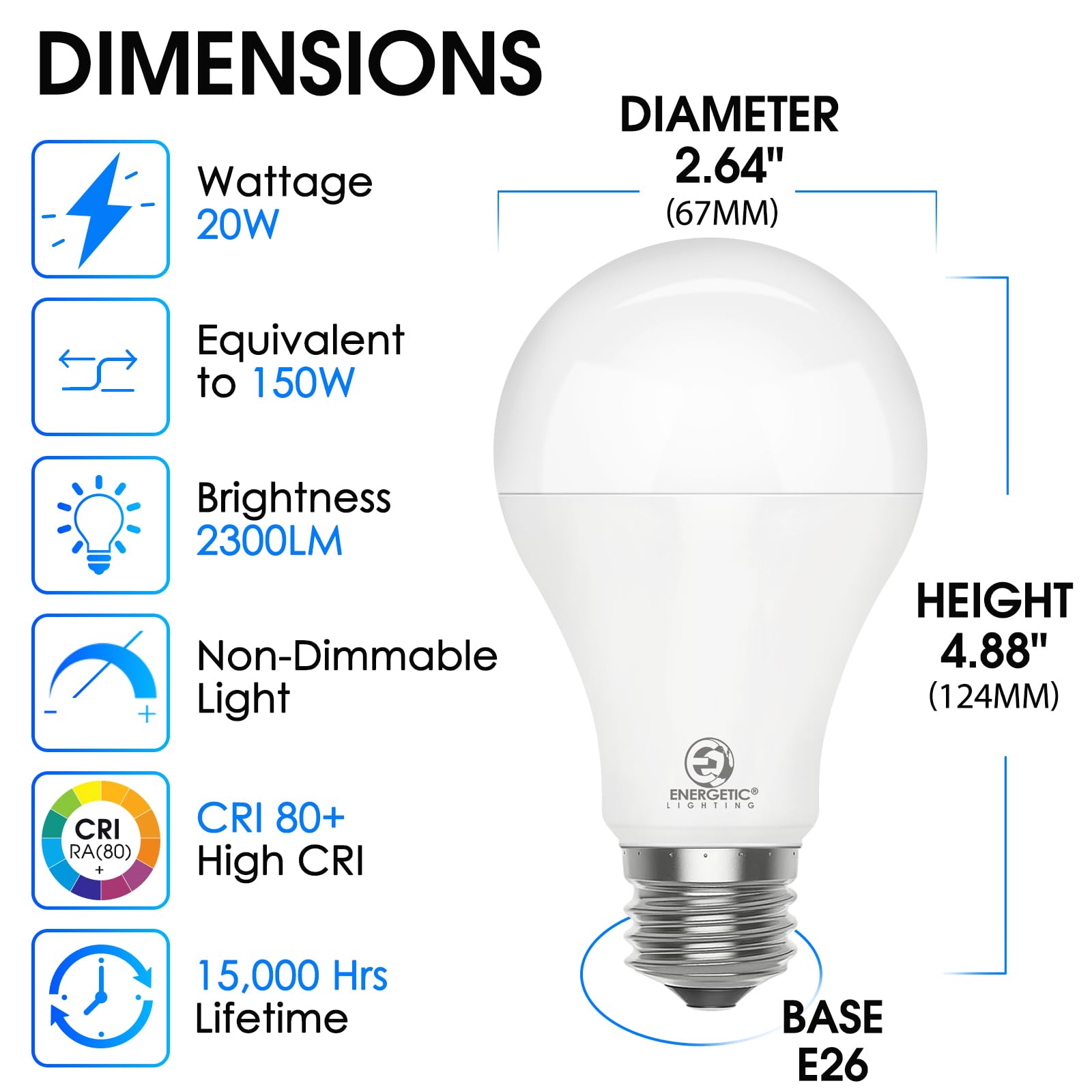 2 Pack 150 Watt LED Light Bulb Super Bright A21 Warm White 3000K Non-Dimmable 2300LM LED Bulb High — view 2