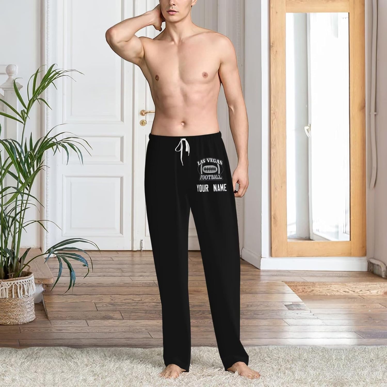 Custom Pajama Pants Personalized Unisex House Trousers Customizable Name Athletic Lounge Pants with City Name - Image 6