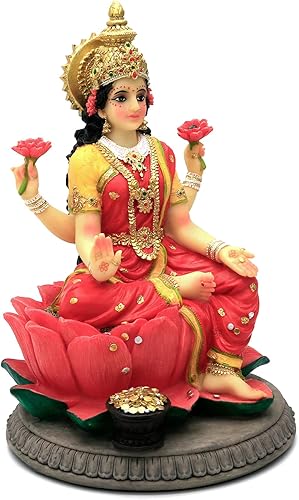 Miniatura 8 de Estatua de laxmi de diosa india  8.9 pulgadas de alto, ídolo hindú Lakshmi, escultura de Diwali, regalo para decoración india de Pooja, hogar,