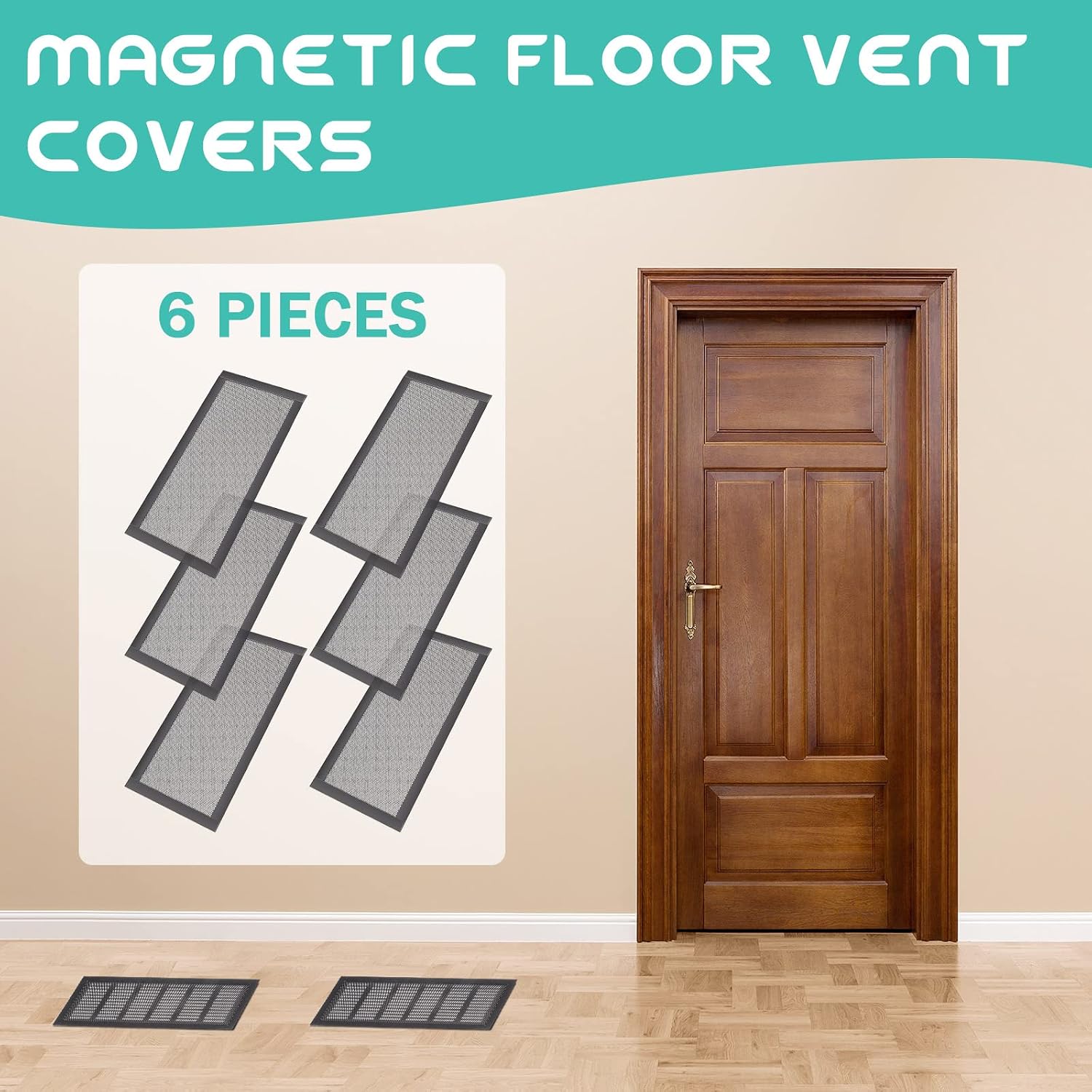 Shappy 6 Pack Magnetic Mesh Vent Covers for Floor, 5.5 x 12 Inch, Black image 3
