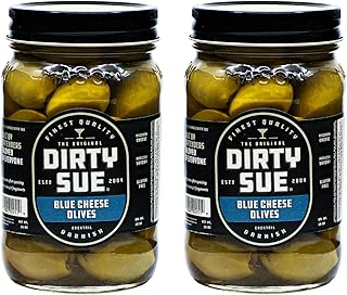 Dirty Sue Stuffed Olives and Onions - Set of 2 16 oz Jars (Blue Cheese)
