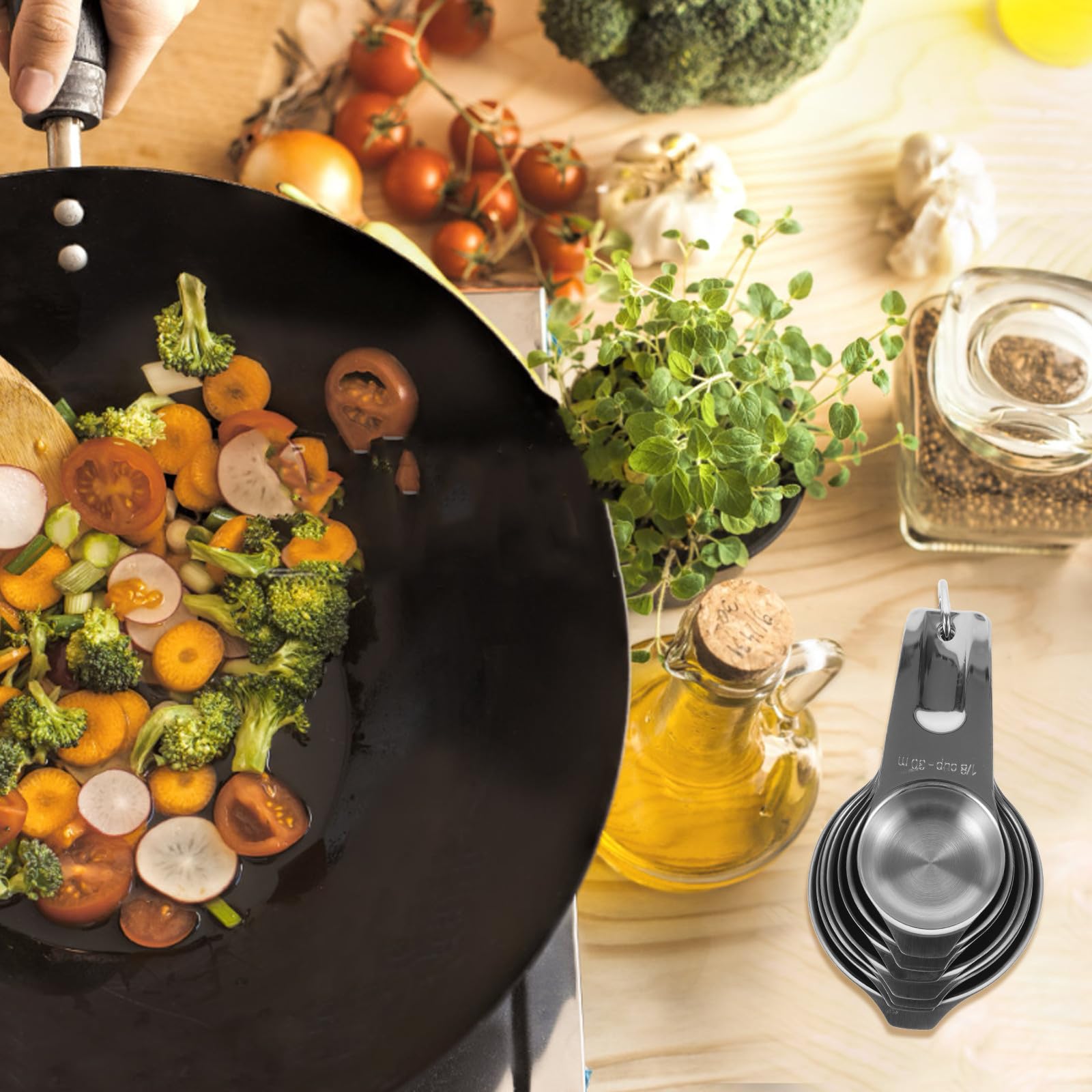 VICASKY Tasse à Mesurer Acier Inoxydable Graduée Outil Pratique pour Cuisine Pâtisserie Réutilisable et Empilable