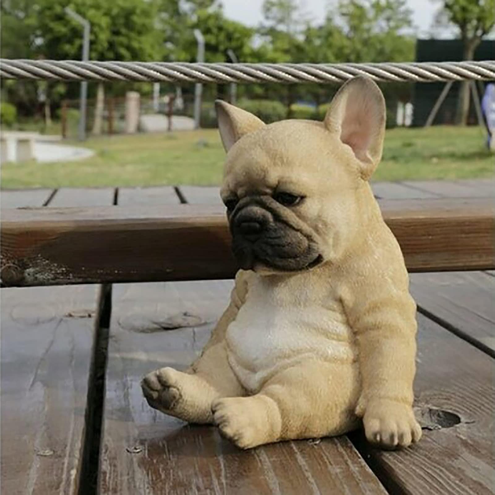 フレンチブルドッグの子犬の置物 ポリレジン製 高さ17cm リアル ガーデニング Amazon.co.jp: 眠そうなフレンチブルドッグの子犬の庭の彫像