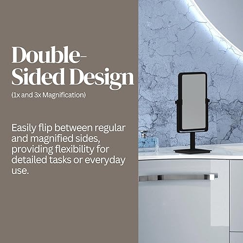 Miniatura 10 de Mirror Image Espejo de maquillaje independiente, reversible 3x1x - níquel pulido