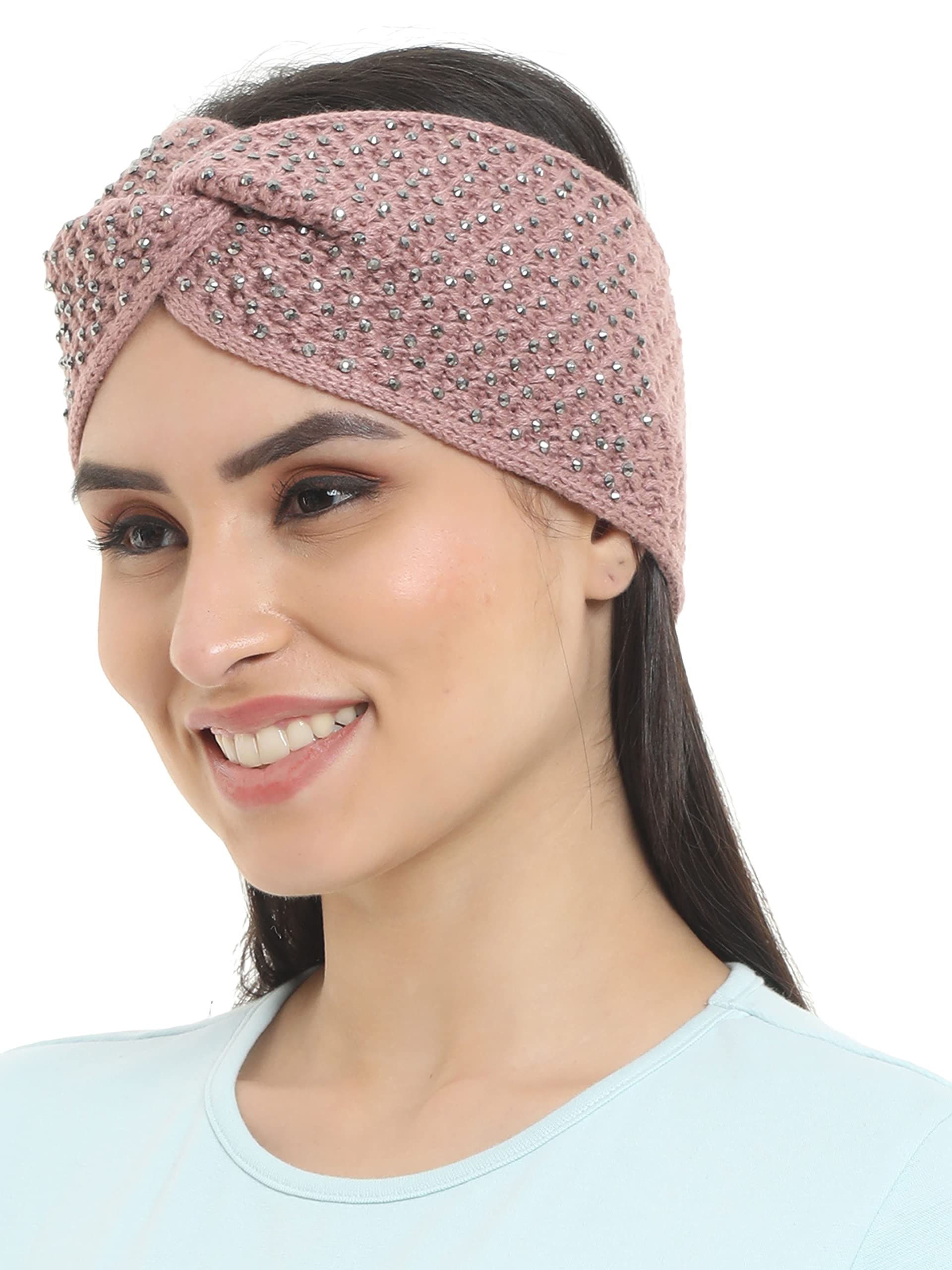 Sponsored Ad - Studded Acrylic Woolen Skull Stretch Headband/Ear Warmer/Cap/Hair Accessory for Women & Girls for Winters
