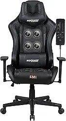 MAX RACER - Cadeira Gamer Massageadora Tactical-SMI - Poltronas Gamer de Aço, Cadeira Ergonômica - 8 Pontos de Massagem, Braços 3D, Tecido Sintético P.U, Suporta 150kg, Inclinação 180° - Preta