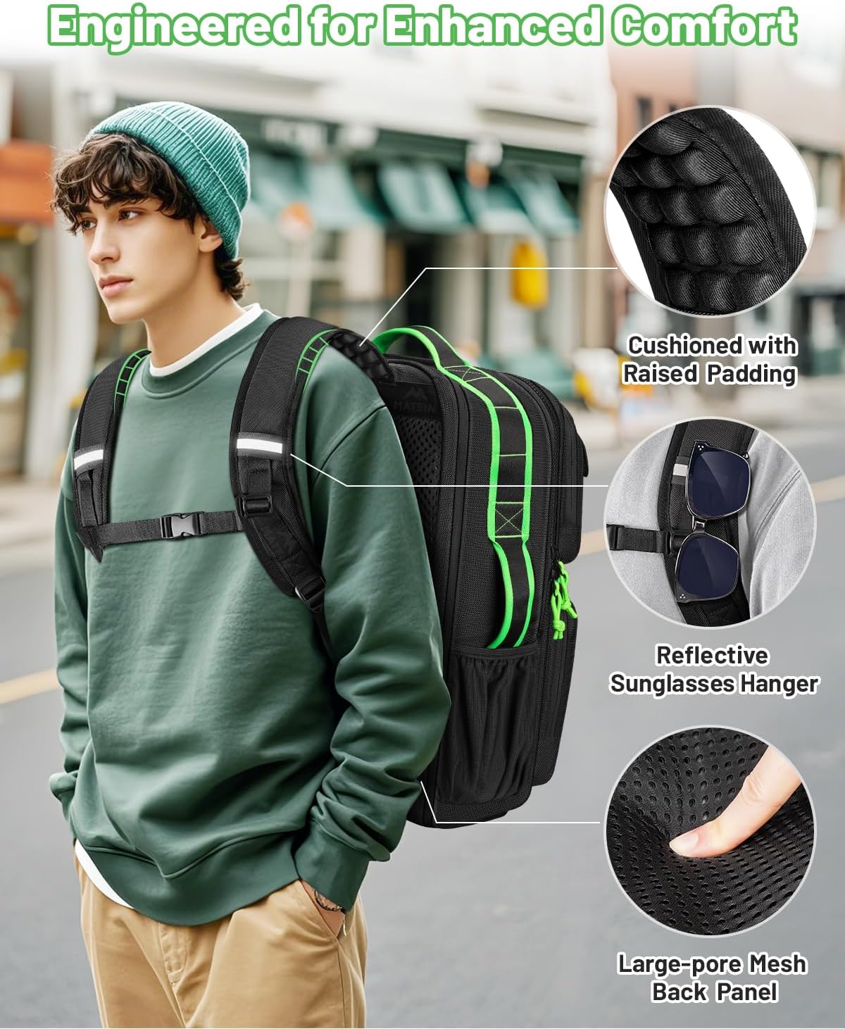 MATEIN Heavy Duty Backpack for Men, 17 Inch College Laptop Backpack with Multiple Organized Pockets, Water Resistant TSA Large Computer Teacher Bag with Shoe Compartment for Work Travel