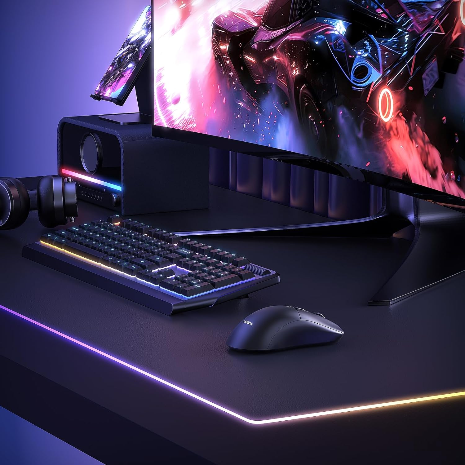 seenda Wireless Gaming Mouse, USB C Mouse, Web-Based Driver, 18000 DPI, 67g Lightweight, 6 Programmable Buttons, Type-C Rechargeable Mouse Gamer for PC/Laptop/Mac - Black