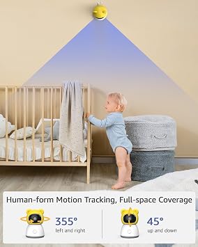 5 Baby Monitor WiFi Smartphone, Baby Monitor with 2K Camera and 1080P HD Screen,Video Baby Monitors with App Control, Motion & Crying Alarm,5000mAh,Two-Way Audio,1200ft Range