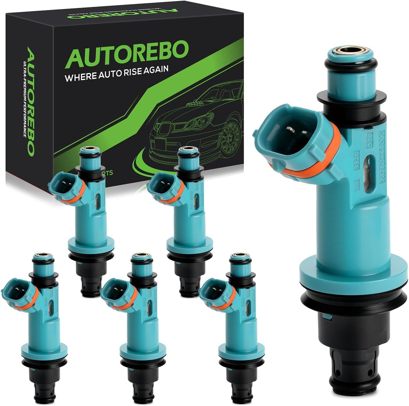 Fuel Injectors FJ963 Set of 6 Compatible with Lexus GS300 IS300 SC300 Toyota Supra L6 3.0L # 23209-46090 842-12268 23250-46090 84212268 2325046090 2320946090 1998 1999 2000 2001 2002 2003 2004 2005