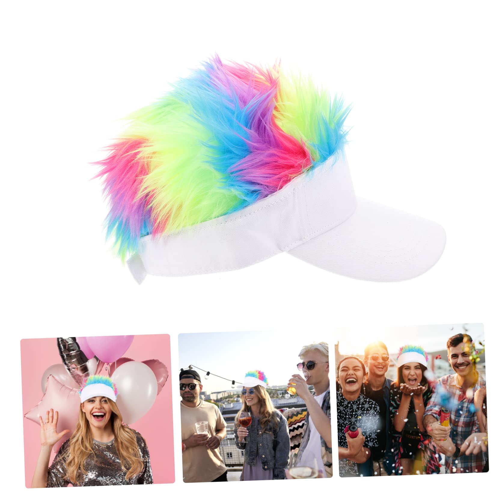 Healeved Wig Baseball Hat for Men and Women Sun Protection Cap for Stylish Outdoor Events Lightweight and Portable Design for Travel and Cosplay White