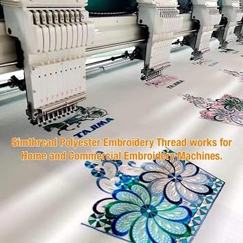 Simthread Machine Embroidery Thread with Storage Box 1000M (1100Y) Polyester 15 Spools Set for Embroidery Sewing Machine (9 White 6 Black)