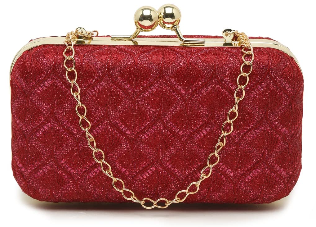 Envias Handcrafted Stylish Womens Bridal Clutch (Maroon_EVS-140) (B09PJCY6DV) Amazon Price History, Amazon Price Tracker
