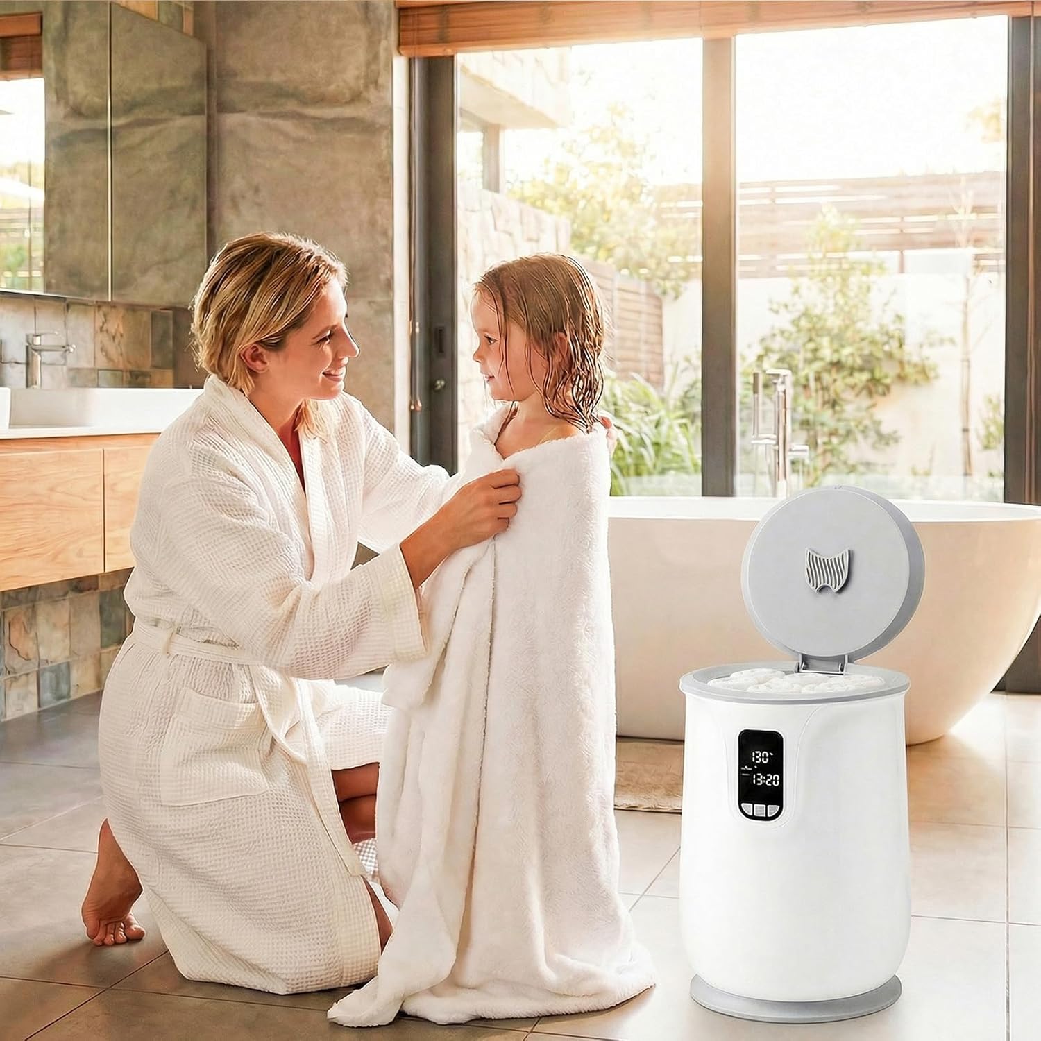 Giantex Towel Warmer, 20L Large Towel Heater Bucket w/3 Heating Modes, Adjustable Timer, LED Display & Auto Shut-Off, Luxury Blanket Warmer for Spa, Fits 2 Oversized Towels, Bathrobes, White