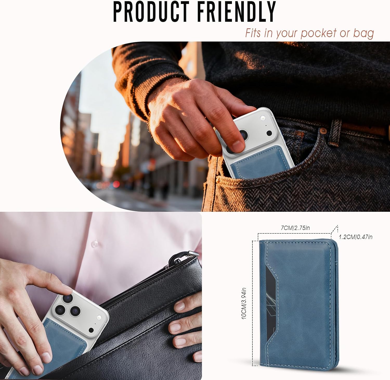 For MagSafe Wallet,Magnetic Card Holder RFID Blocking Wallet with 5 Card Slots & Cash Pocket For iPhone 17/16/ 15/14/ 13/12/ Pro/Max/Plus/Air Blue