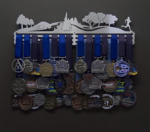 Vista 11 de Allied Medal Hangers - Trailscape - Corredor masculino o femenino - Múltiples opciones de tamaño disponibles - Soporte para premios deportivos
