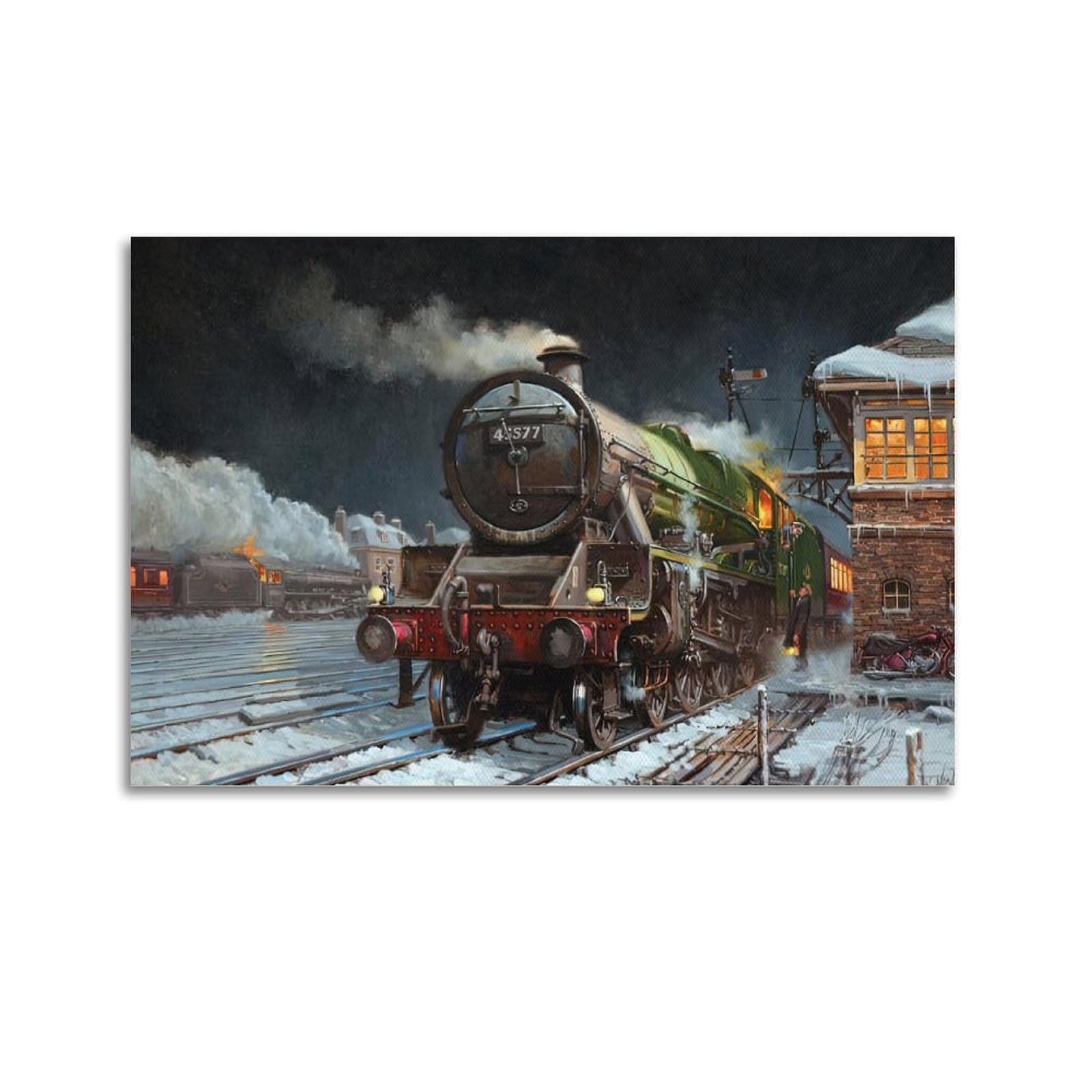 ZSZWHJ Vintage Transport Art Poster Rides The Train Poster Decorative Painting Canvas Wall Posters And Art Picture Print Modern Family Bedroom Decor Posters 24x36inch(60x90cm)
