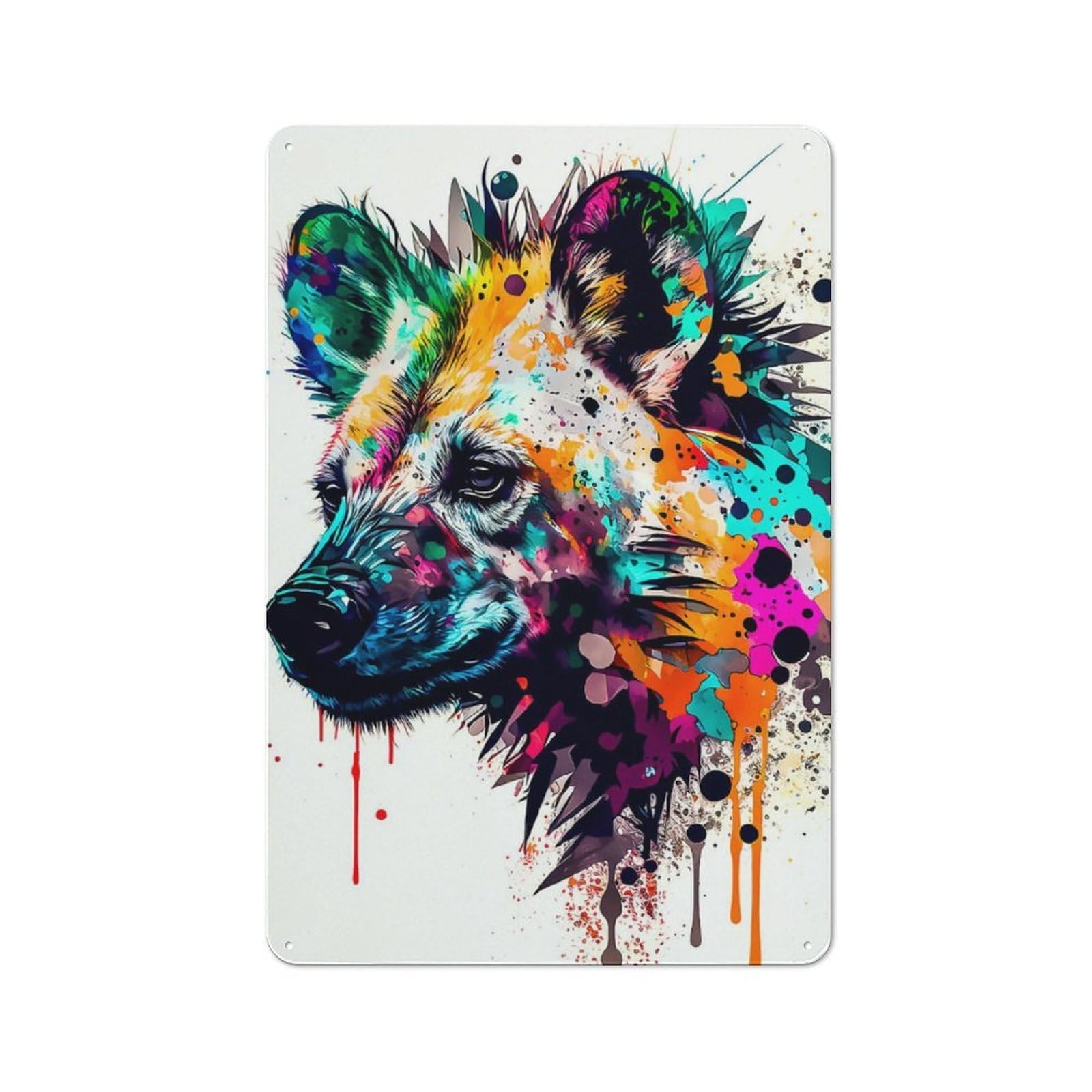 Nostalgic Hyena Decorative Tin Sign 30x20cm, Vintage Wall Decor for Lounge, Study, Pub Or Wall Gallery