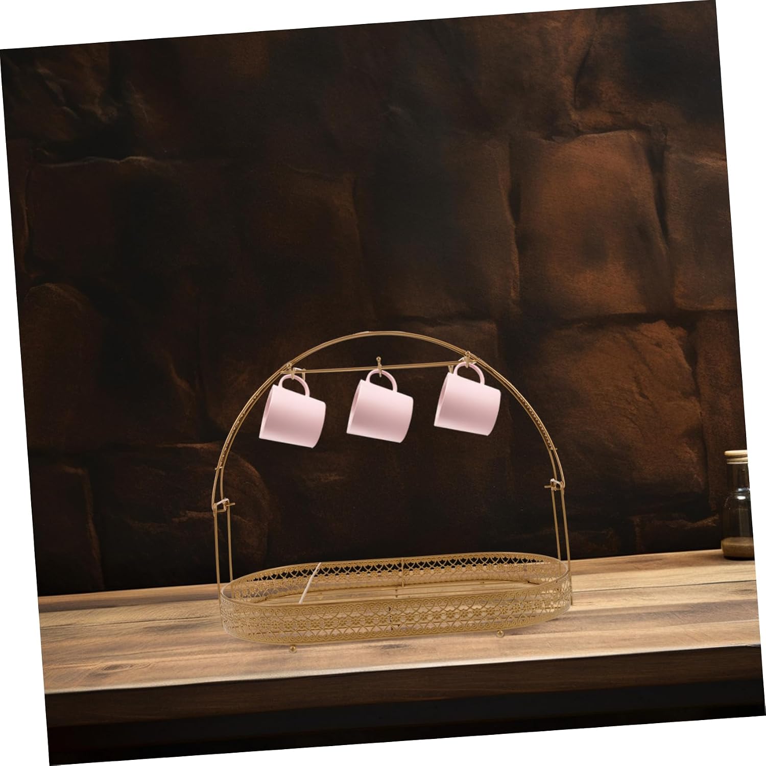 ABOOFAN Coffee Mug Holder Stainless Steel Cup Organizer Rack Hooks Elegant Tea Cup Display Stand for Kitchen Counter Space-Saving Storage for Dishes and Mugs