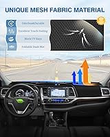Vista 5 de FIILINES Funda para salpicadero para Toyota Highlander 2014-2019, Alfombrilla para salpicadero con protección solar, malla antideslizante, sin