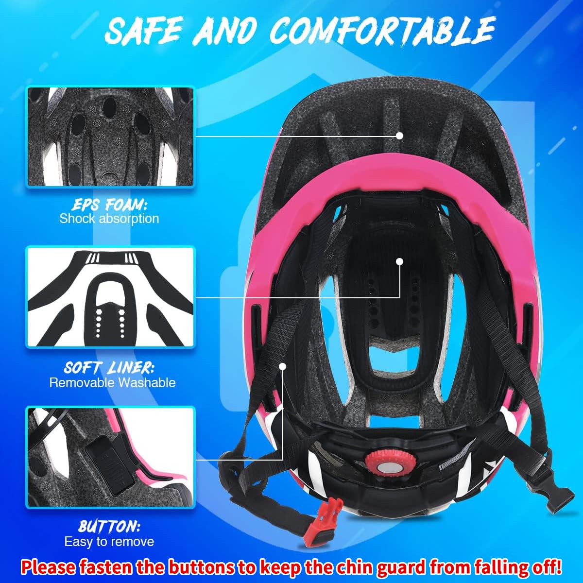 Casco Integral Niños Desmontable Casco de Seguridad Deportivo Casco Bicicleta Casco Bicicleta Niños Casco para Deportes para Niños Casco de Seguridad para Ciclismo Patinaje