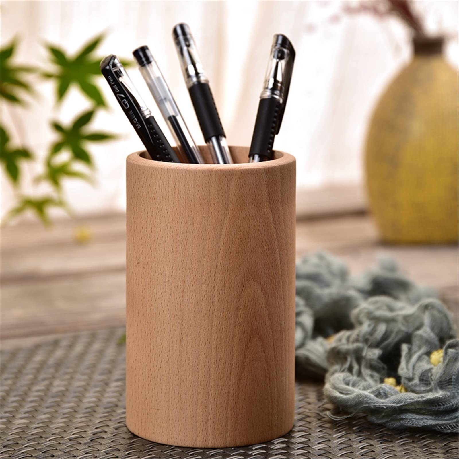 Portalápices de Madera con Forma de Taza para lápices, Organizador de Escritorio, Caja de Almacenamiento para Oficina, Escuela, hogar, 12,8 x 8 cm (B 12,8 x 8 cm)