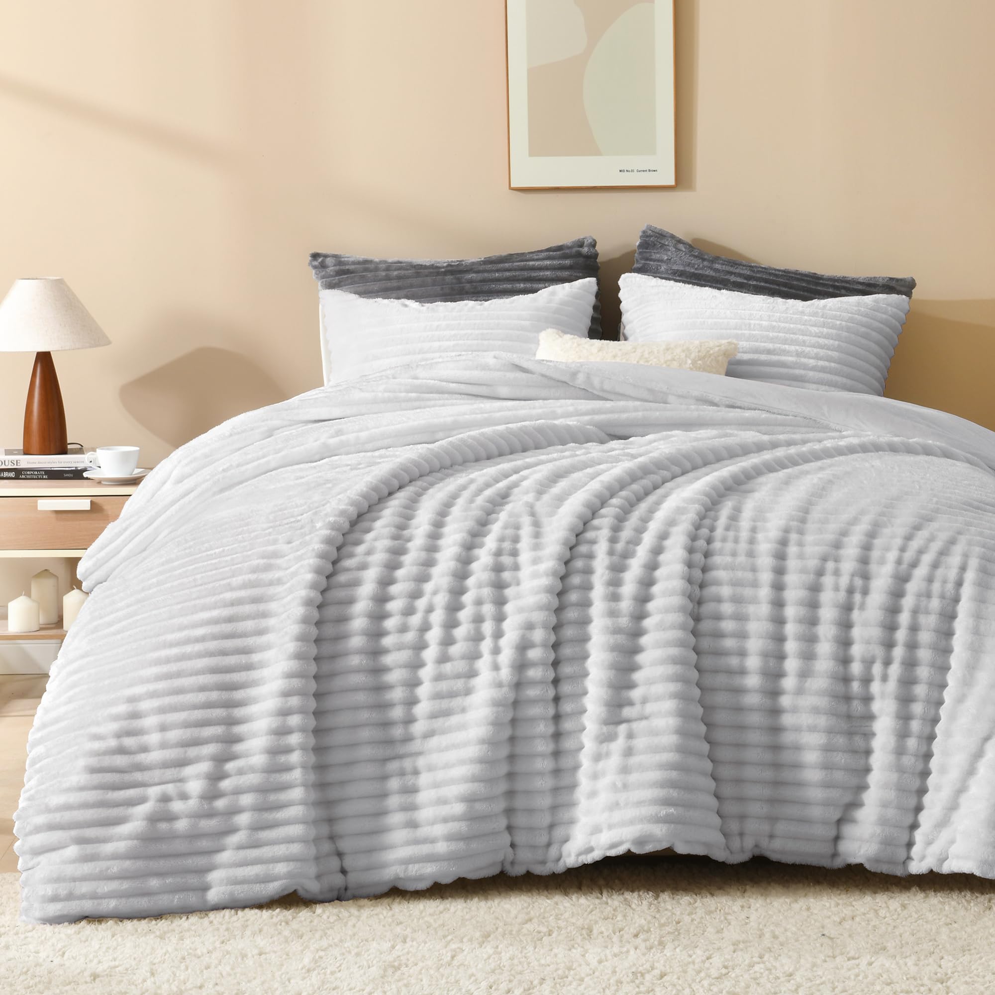 Andency Queen Fluffy Fleece Comforter Set