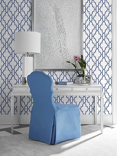 Miniatura 2 de Lillian August Luxe Haven Coastal Lattice - Papel tapiz autoadhesivo (Riviera Blue)
