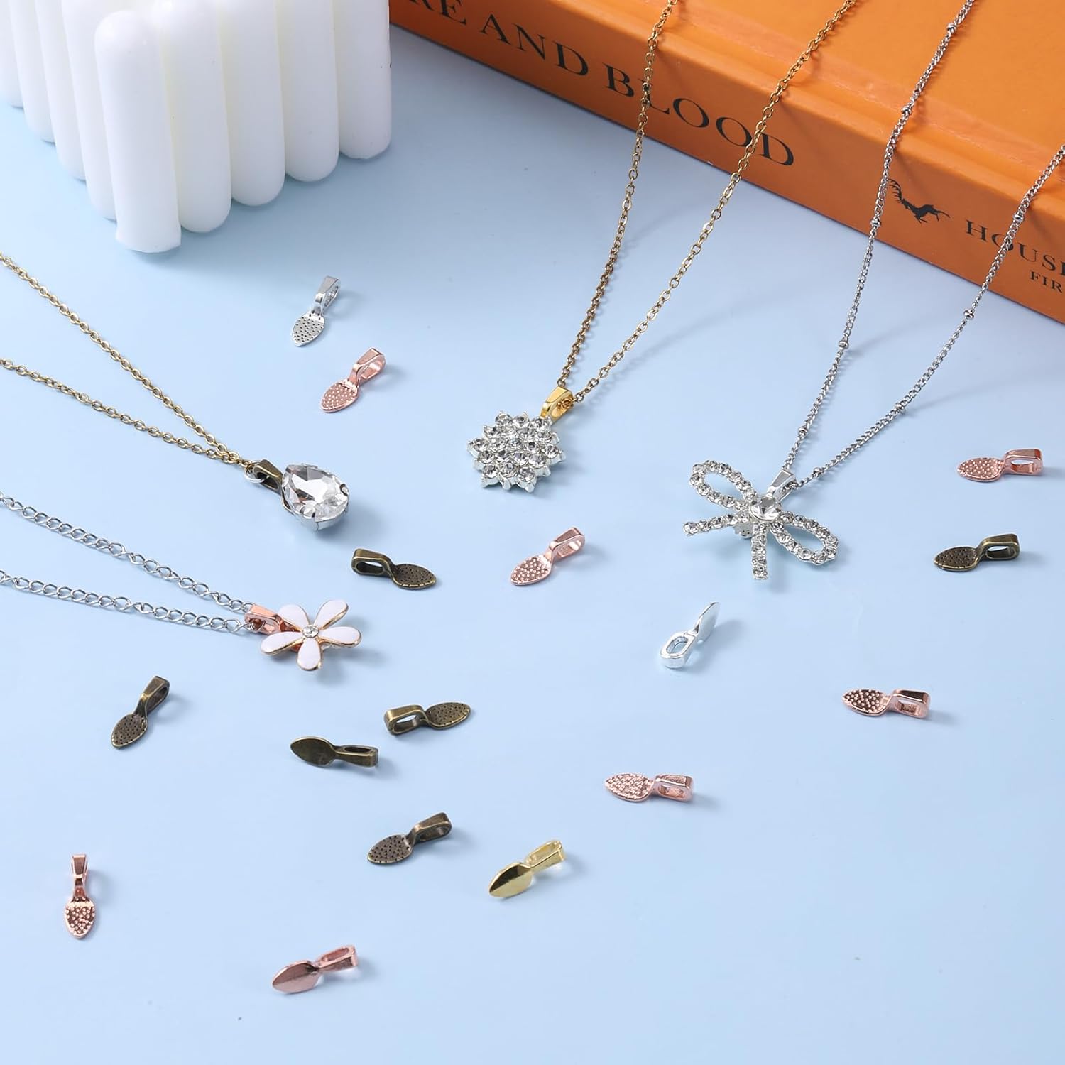 200pcs Spoon Pendant Bail Bails for Jewelry Making - Mixed Color Alloy Jewelry Bails for Pendants Necklace Pendant Finding & Supplies for Crafts Making - Image 7