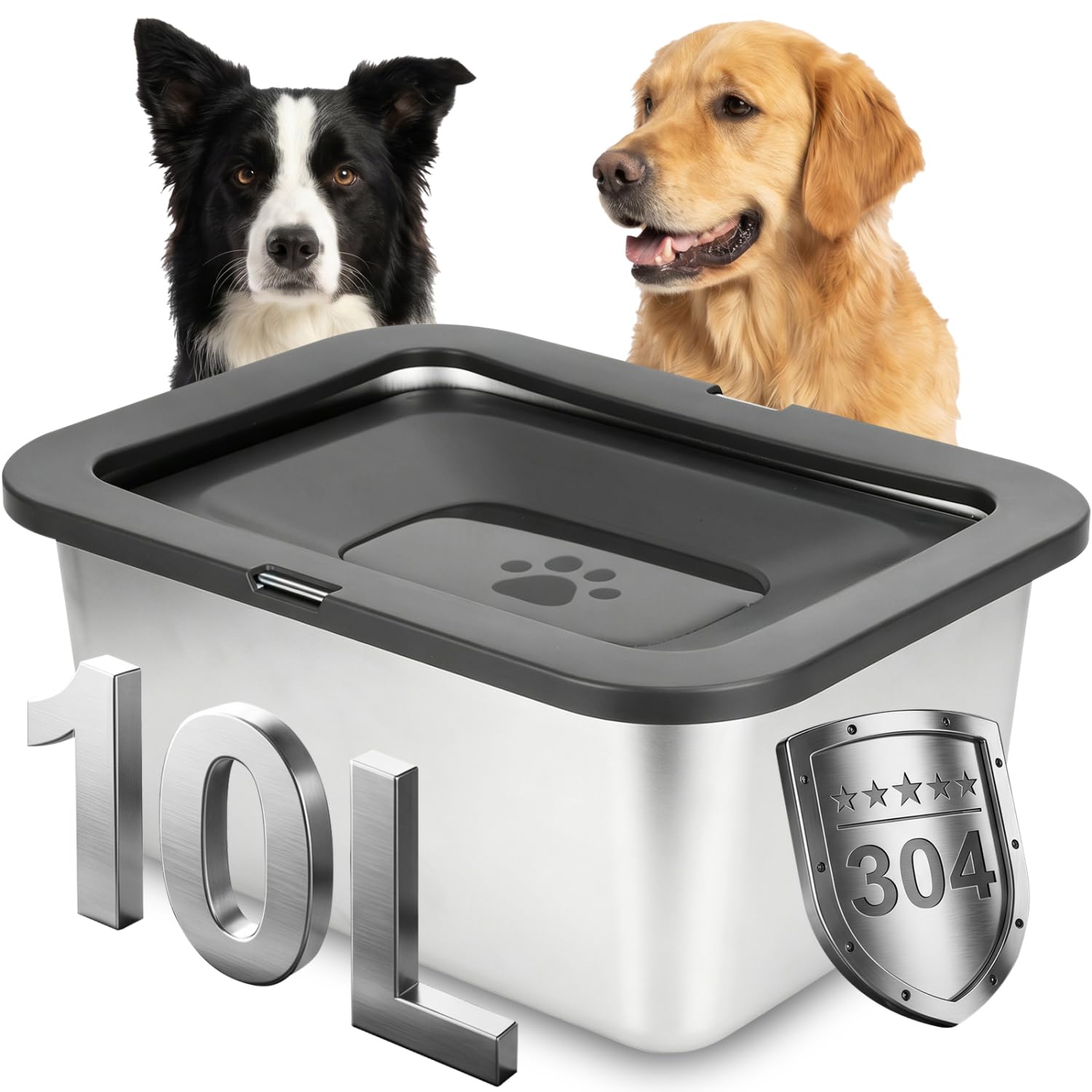Nobleza - 10L Bebedero Antigoteo para Perro – Cuenco de Agua de Acero Inoxidable 304, Tazón Flotante Antideslizante, Ideal para Perros Medianos y Grandes