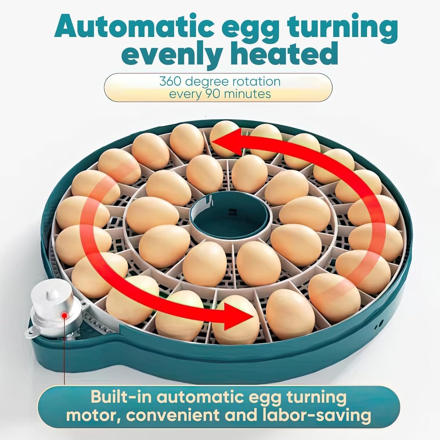 Incubadora de huevos totalmente automática con termostato digital inteligente y control de humedad, volteador automático de huevos para incubar aves de corral