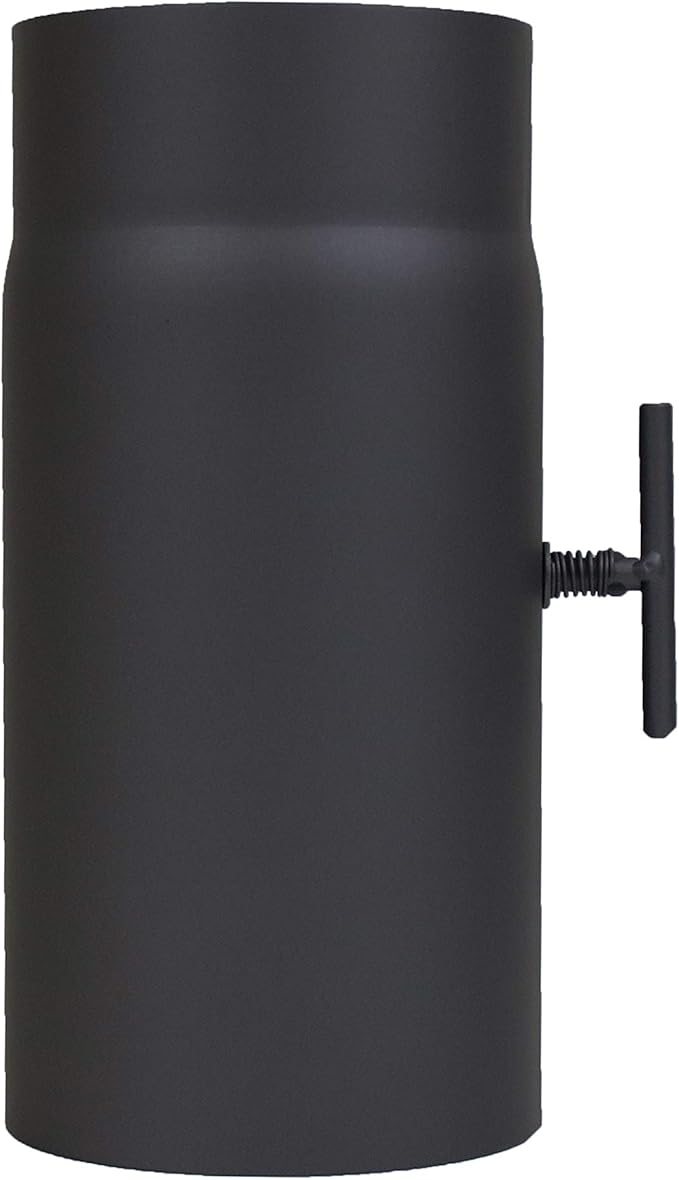 Tubo Di Prolunga Per Canna Fumaria 250 Mm Con Valvola A Farfalla - Diametro 150 Mm, Acciaio 2 Mm, Vernice Nera Resistente 500°C - 3