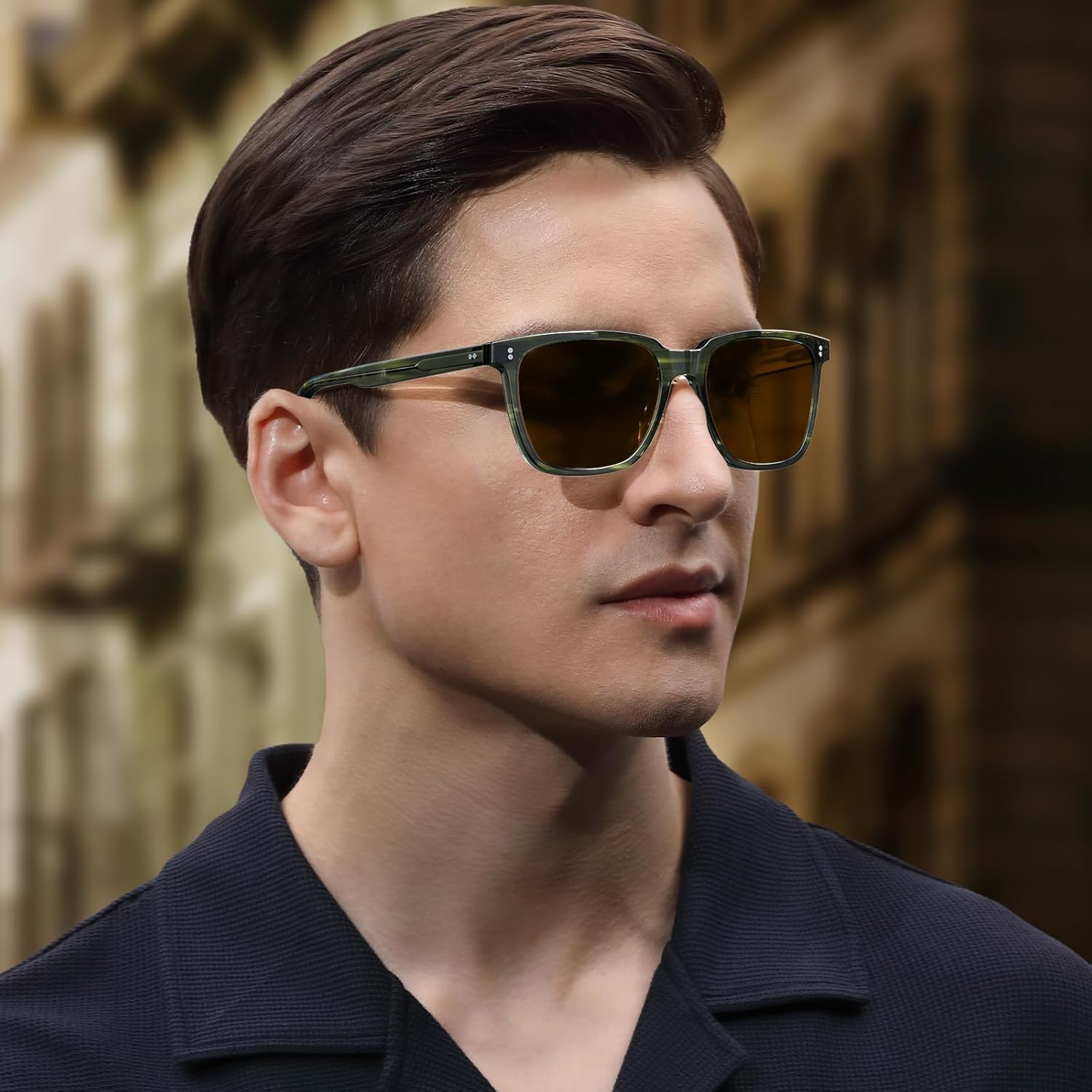 CARFIA Retro Acetate Polarized Sunglasses for Men UV400 Protection Driving Outdoor Anti-Glare Sun Glasses CA5354WS - Image 2