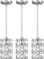 Vista 11 de Doraimi Lighting Paquete de 2 lámparas colgantes modernas de isla de cocina cuadrada de cristal, acabado de bronce cepillado, pantalla de cristal