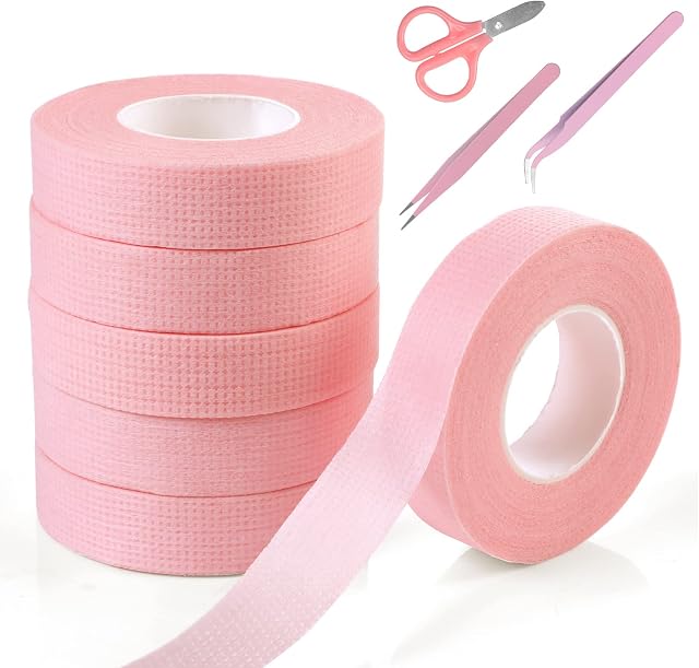 Lash Tape - Vaktop 6 Rolls Eyelash Tape with 2 Tweezers and Scissors, Breathable Lash Tape for Eyelash Extension - for False Lash Extension Accessories (0.5 inch x 10 Yards)